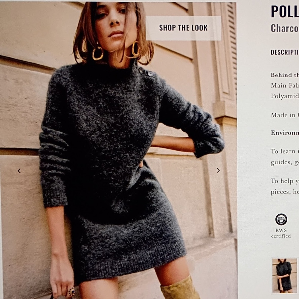 Sezane Polly Wool Blend Dress Small